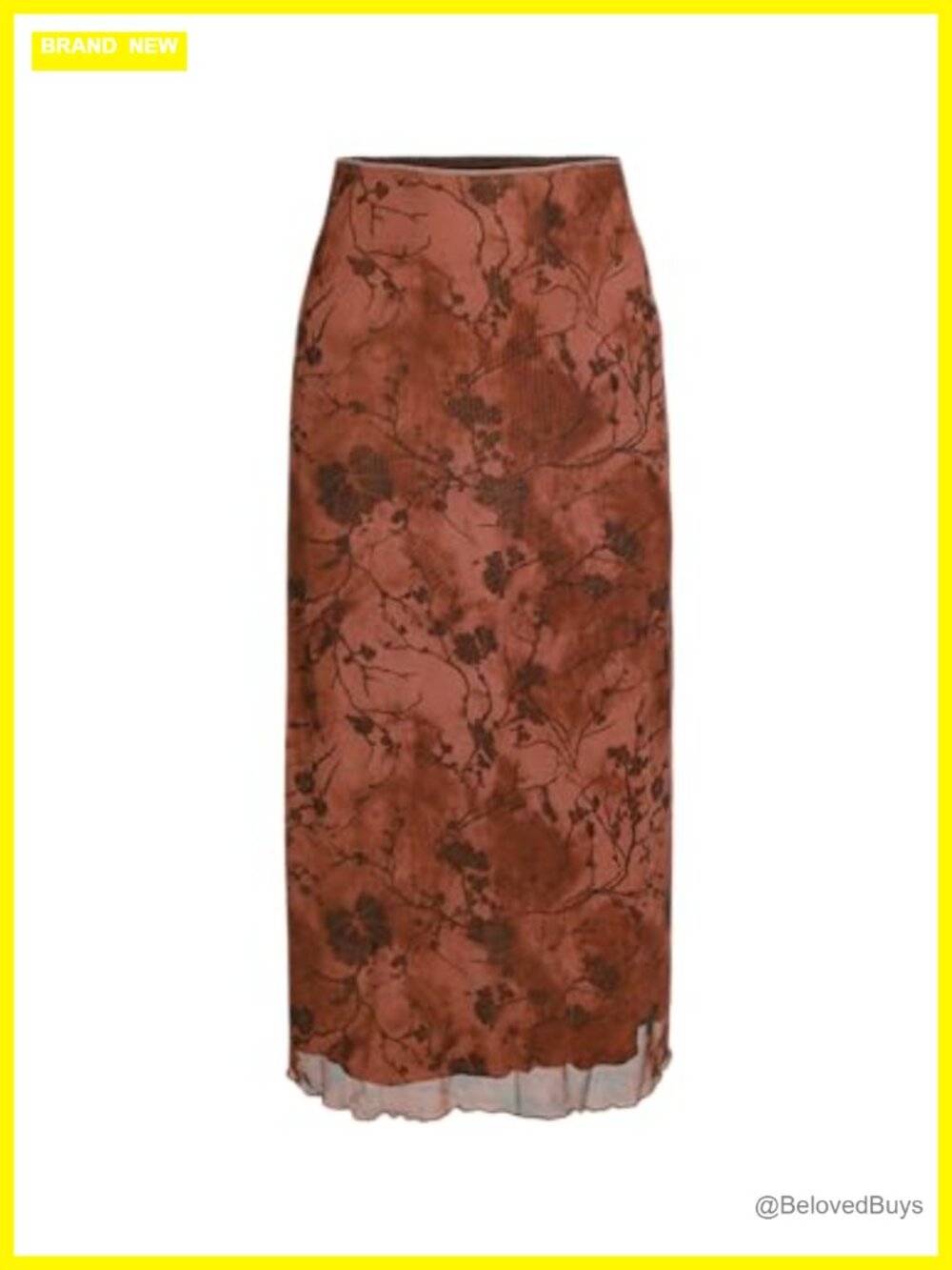 CIDER Women Mesh Floral Midi Skirt High Stretch Waist
